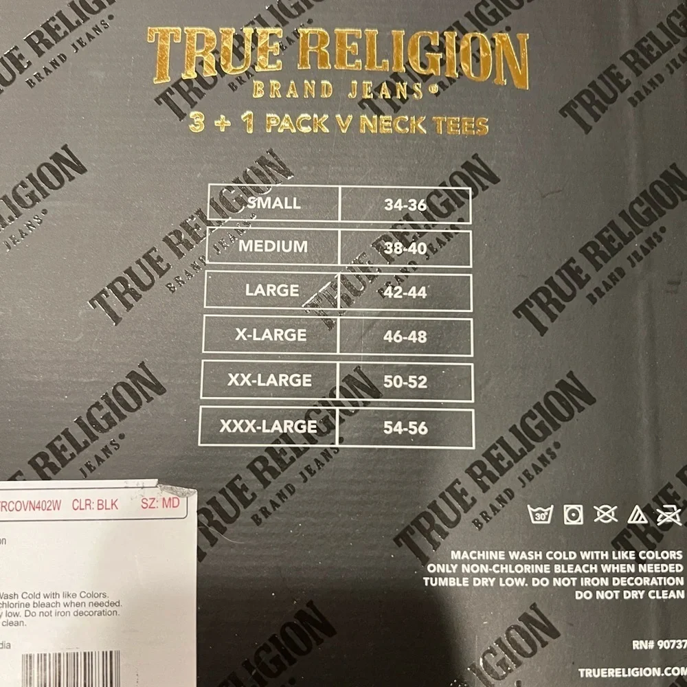 Four True Religion Limited Edition Black Logo V-Neck Tees (4)